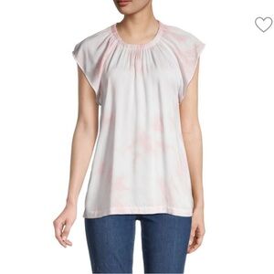 Cloth & Stone Elastic Neck Flutter Sleeve top